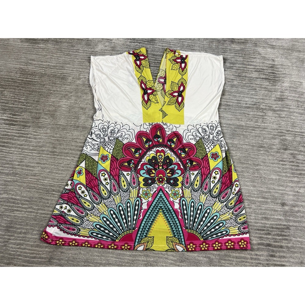 Shoreline Top Womens One Size Multicolor Short Sleeve V-Neck Polyester Blend